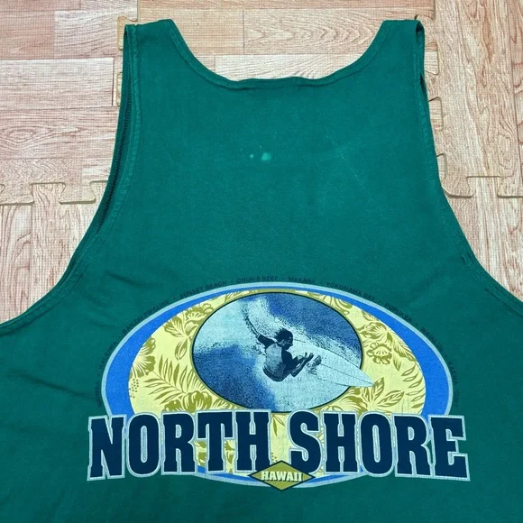 VTG Wilson North Shore Hawaii Surfing Tank Top Large Green Sleeveless Shirt RARE - Picture 1 of 15